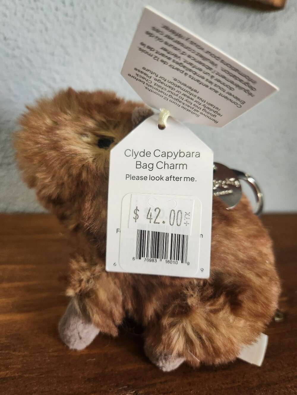 NWT JELLYCAT Clyde Capybara Bag Charm **Authentic** - Picture 2 of 8